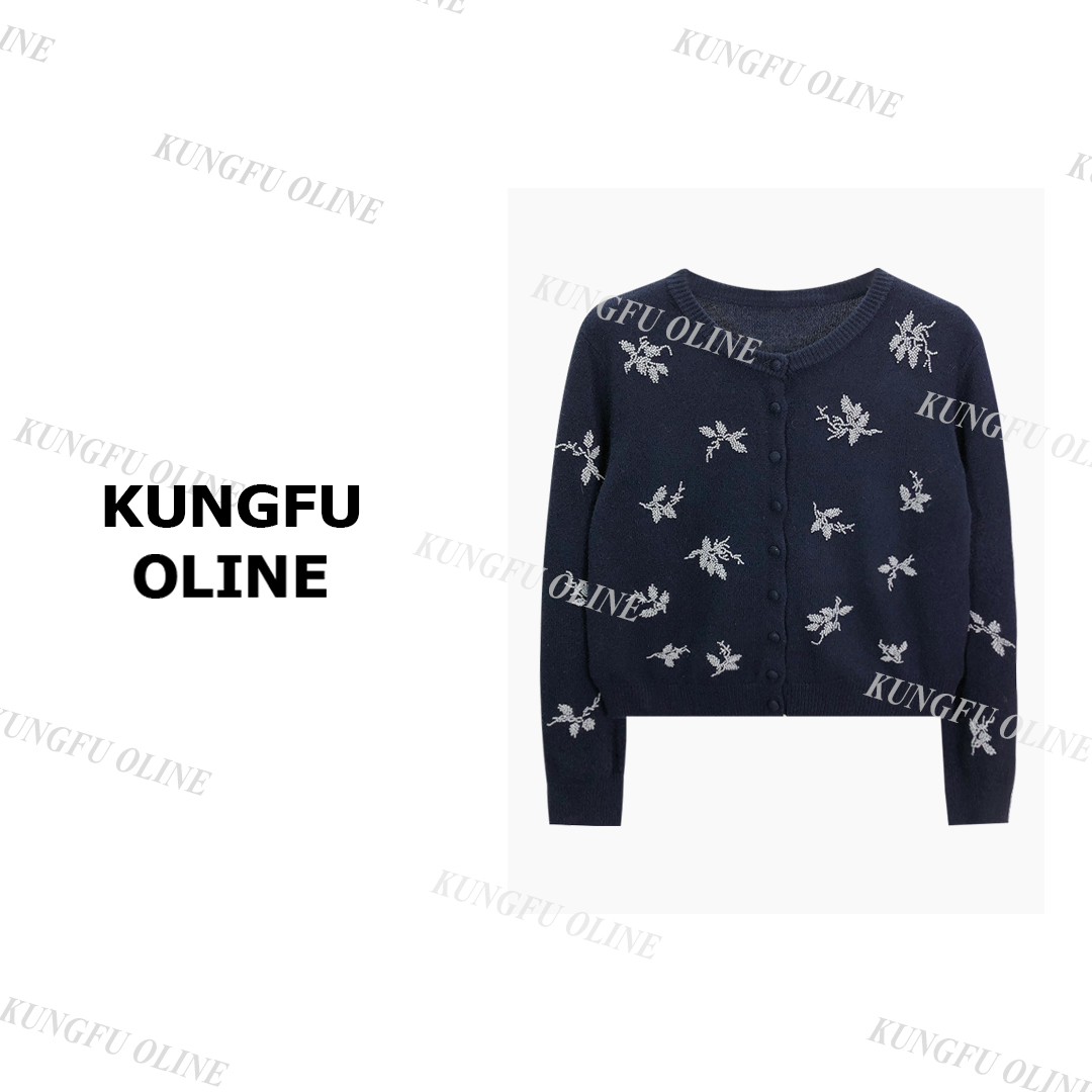 【亮片小花】KS9-33早秋开衫复古提花高级设计师长袖针织衫毛衣