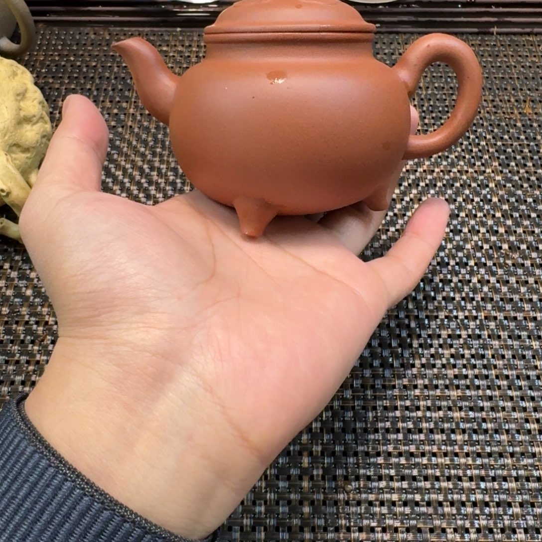 老红泥全手工老红泥大彬如意200CC瑕