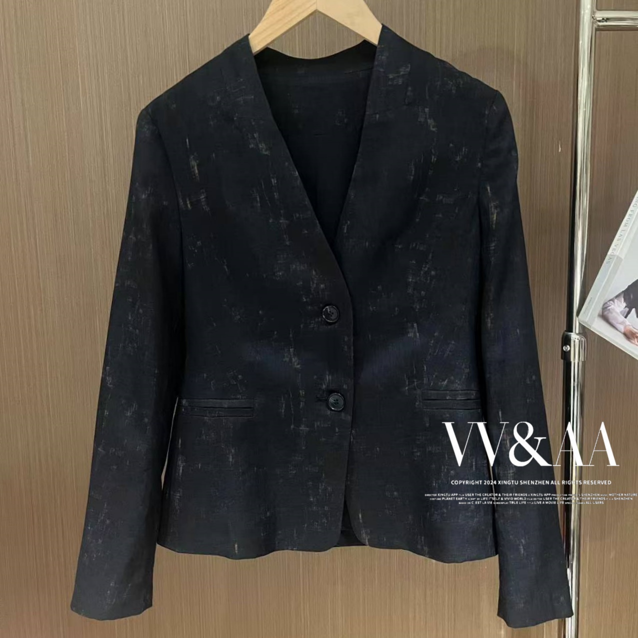 VV&AA 新款高级感气质复古印花休闲西服 D6894