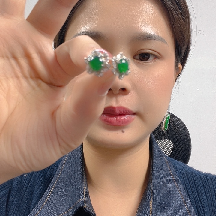 翡翠银S925镶嵌吊坠(不含链)