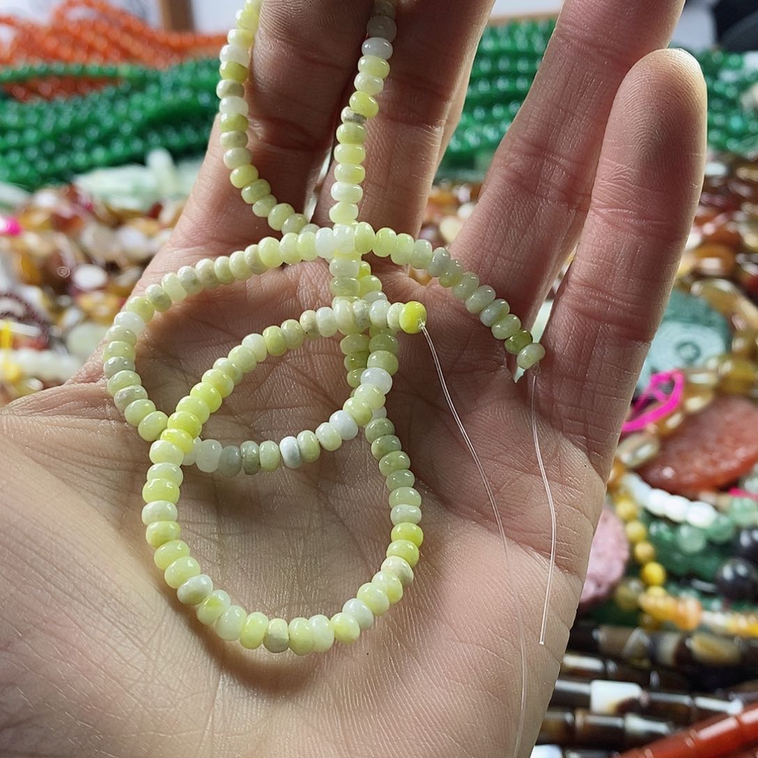 玛瑙/玉髓珠宝半成品合金一条天然4mm菜花玉隔片D312