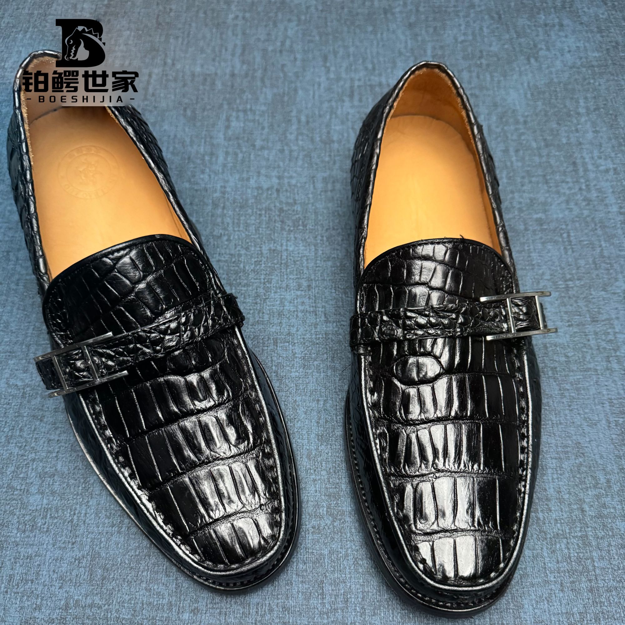 【高定轻奢】男士经典乐福鞋保真鳄鱼皮固特异大底休闲时尚百搭商务