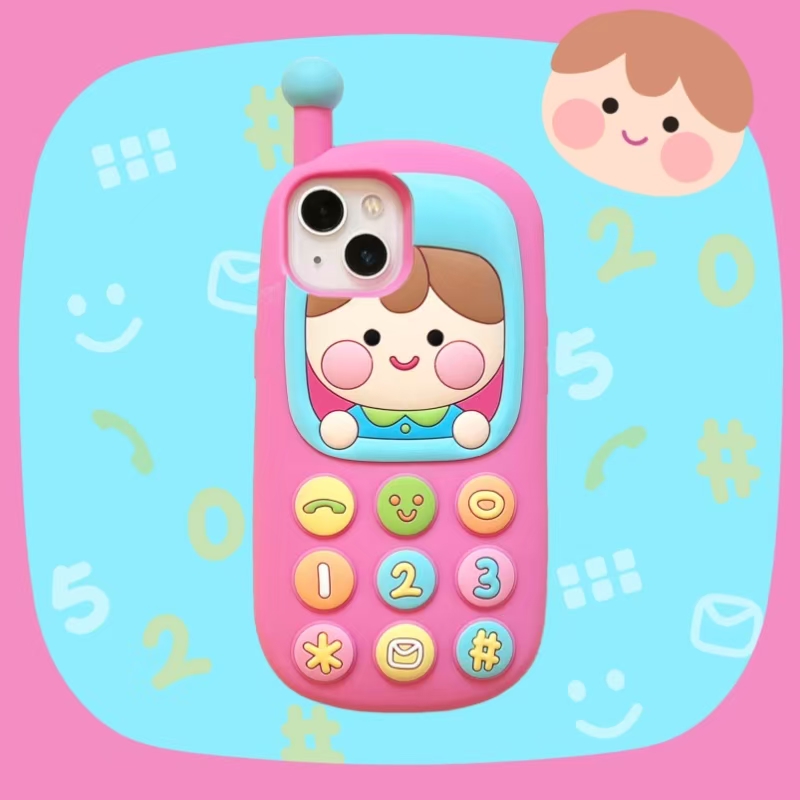 苹果|卡通小女孩娃娃机可爱电话机大哥大适用iPhone16p硅胶手机壳