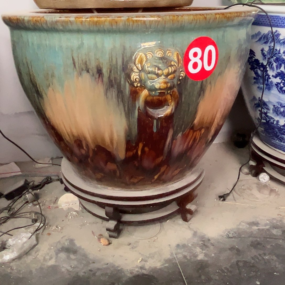 瓷片流釉窑变狮子头53尺寸