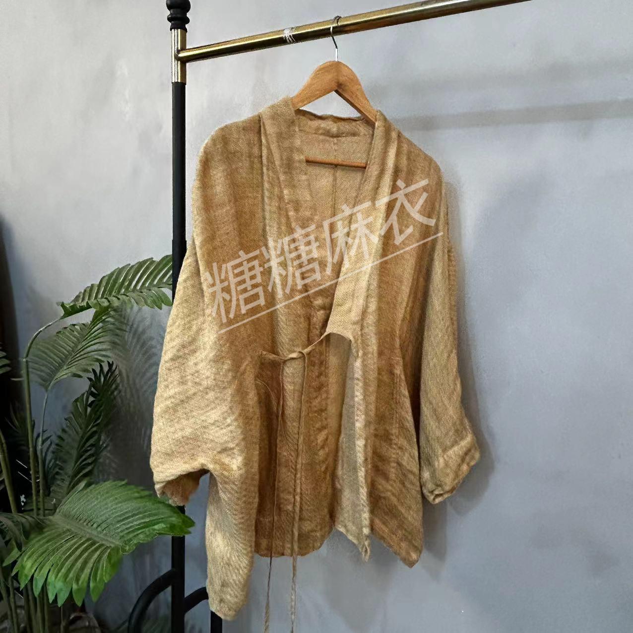 【M697】糖糖麻衣  亚麻开衫编织麻外套 