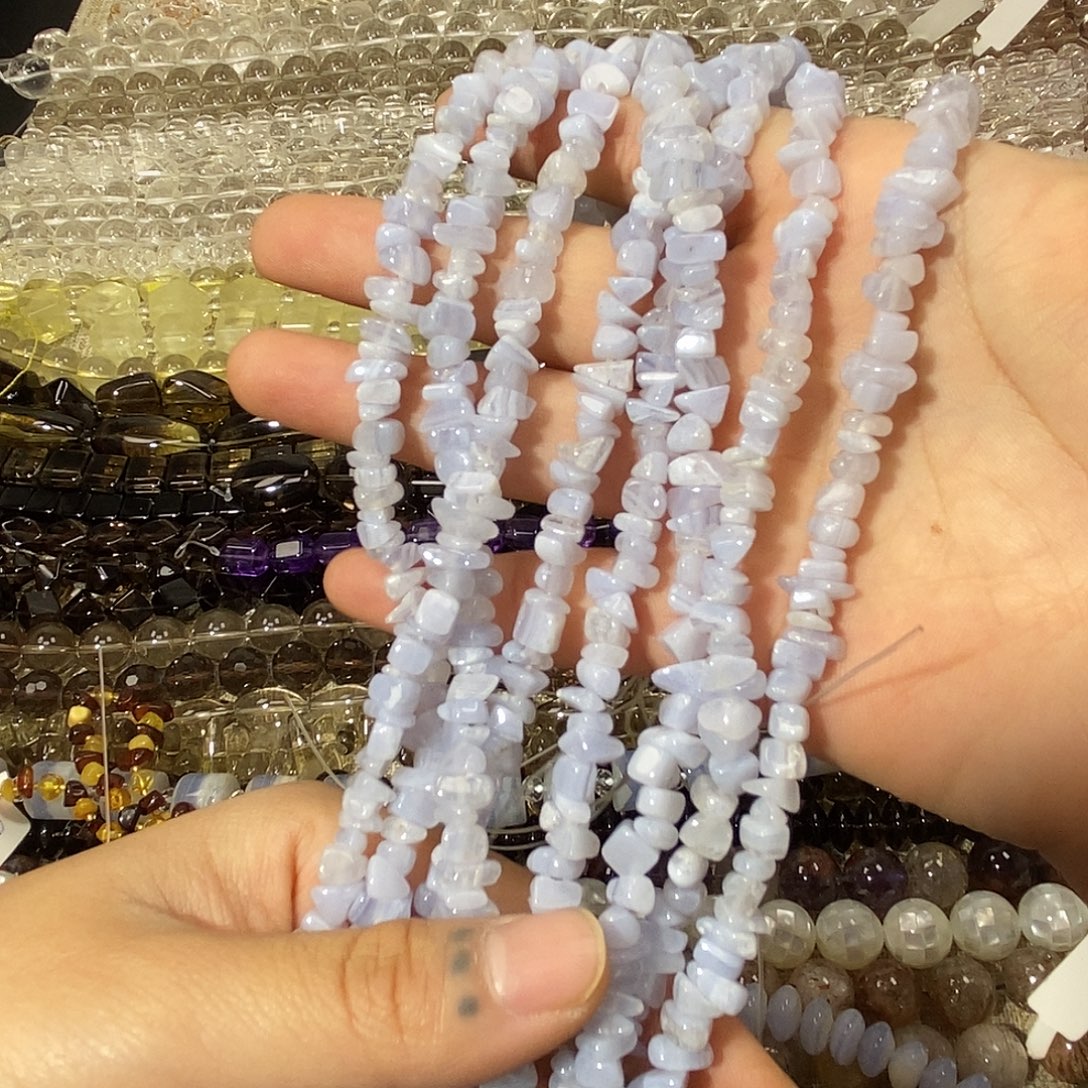 玛瑙/玉髓散珠蓝纹玛瑙碎石