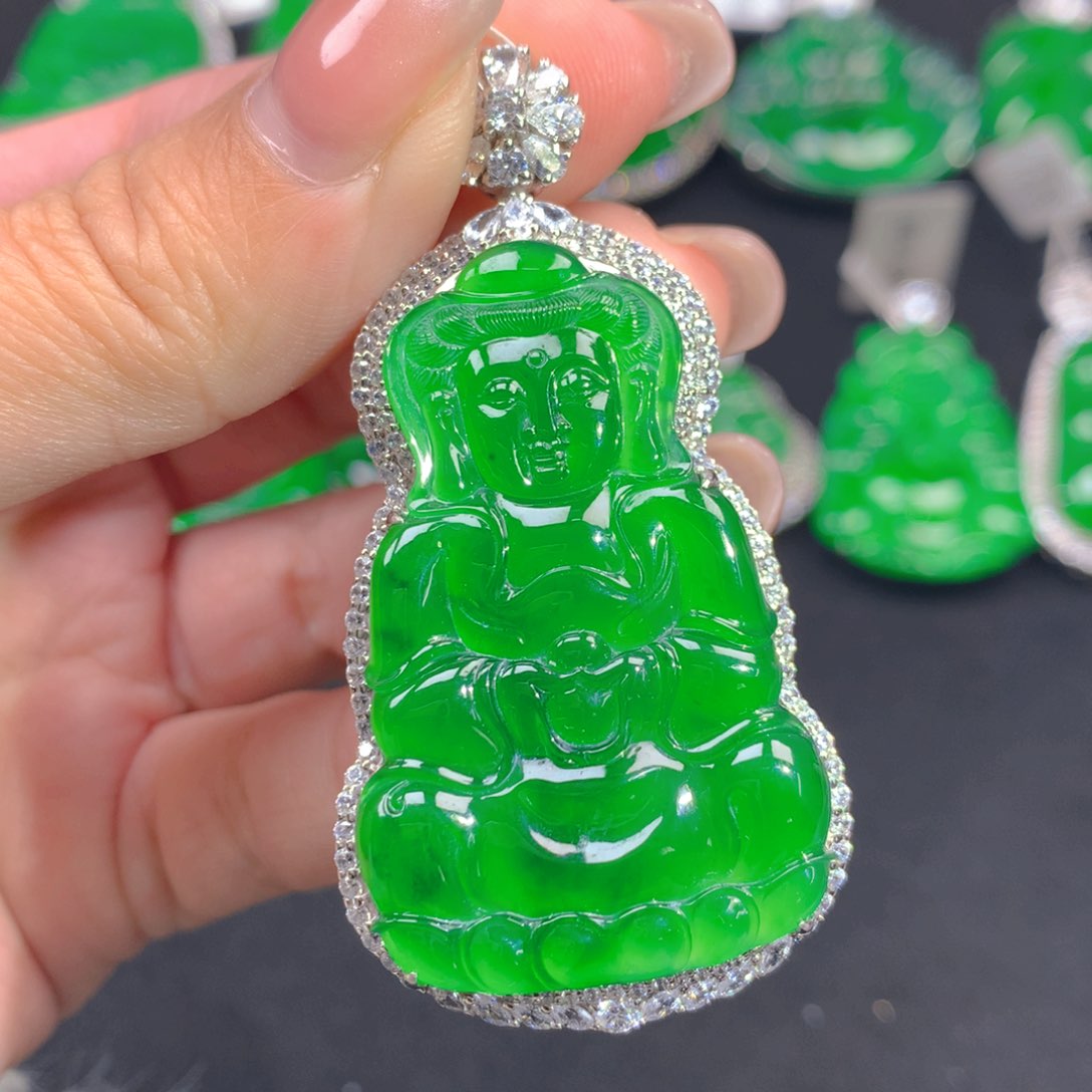 翡翠颈饰银S925镶嵌111111111