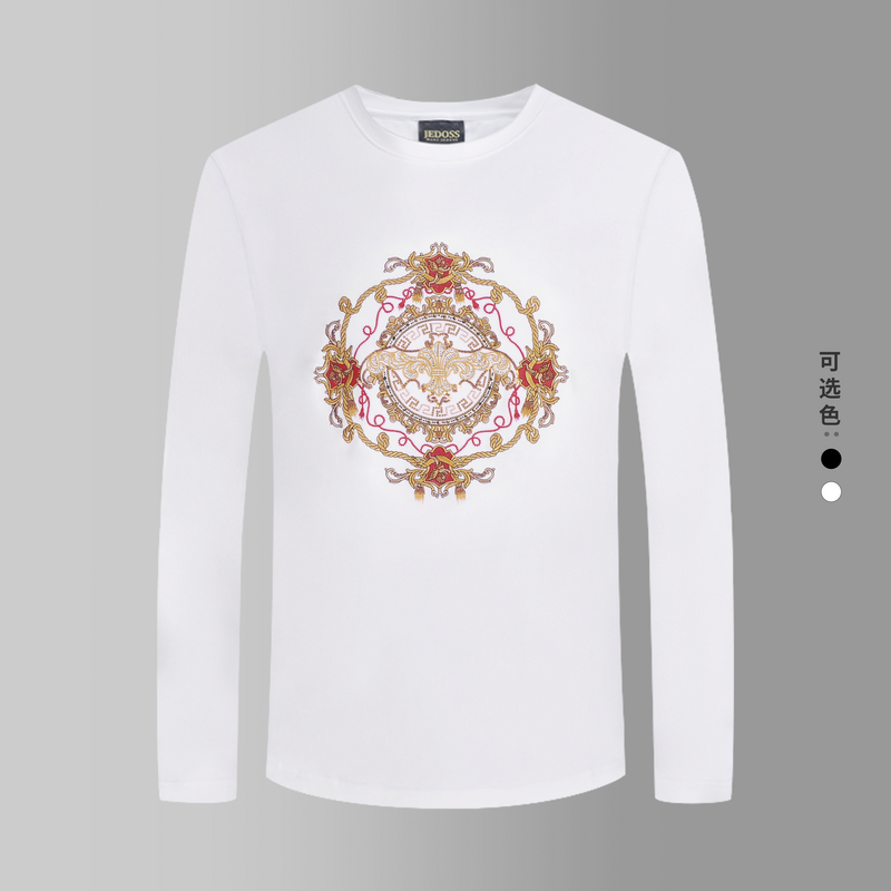 JEDOSS/爵迪斯潮流修身新款LOGO刺绣烫钻欧式白色T恤128