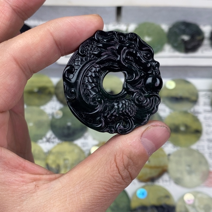 【闪购商品】岫玉颈饰未镶嵌岫玉501料龙鱼吊坠