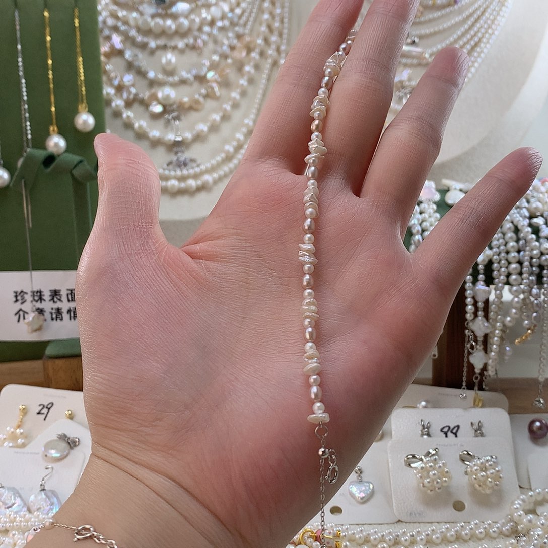 银S925镶嵌手绳淡水珍珠