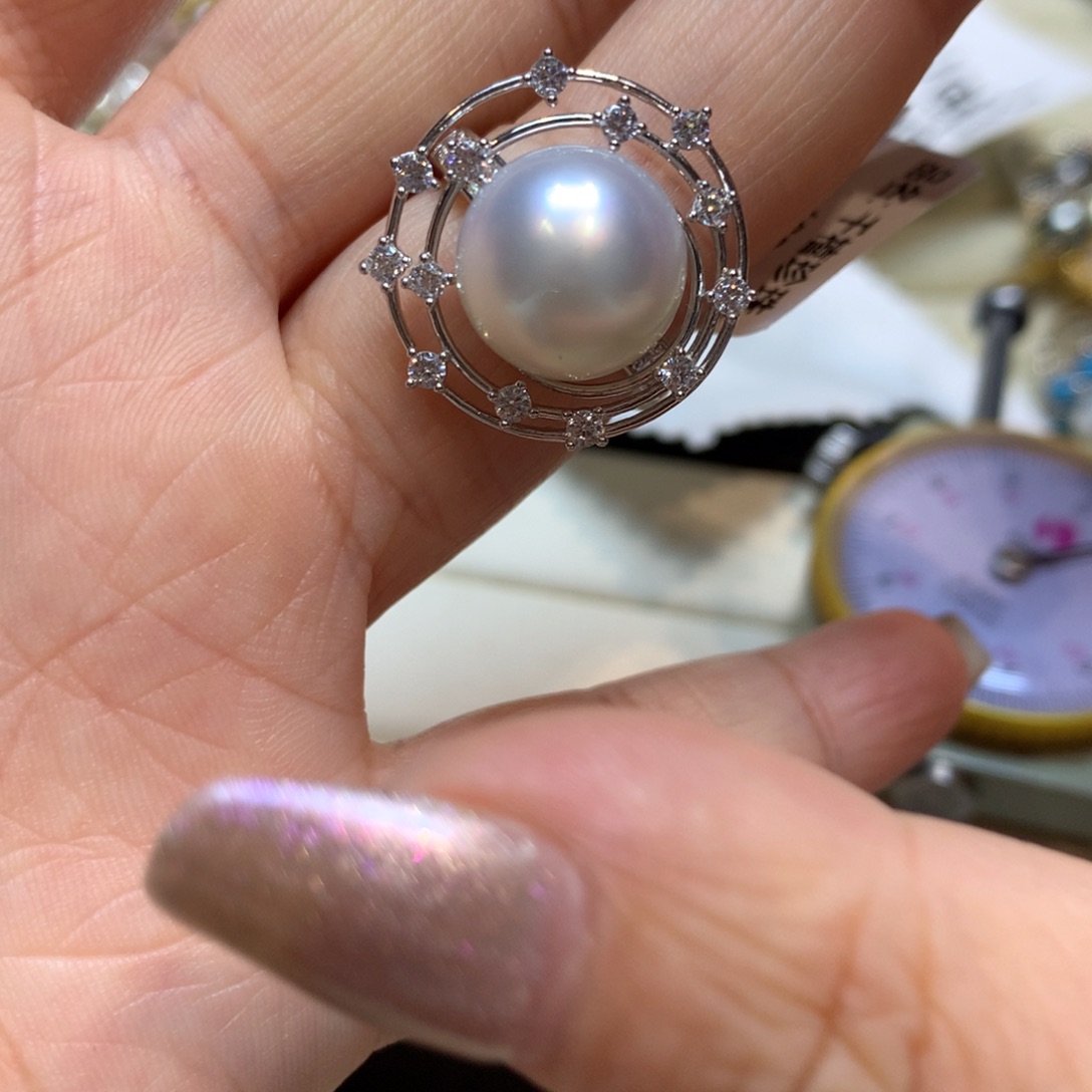 海水珍珠戒指银S925镶嵌