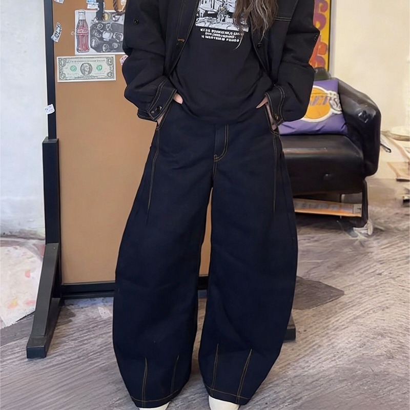美式复古高街弯刀裤松弛感廓形弯刀工装长裤宽松设计感显瘦潮流