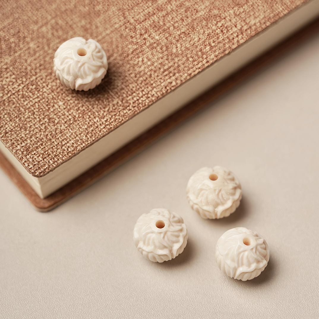 A328天然猛犸牙莲花珠10×9.6mm支持鉴定假一罚十