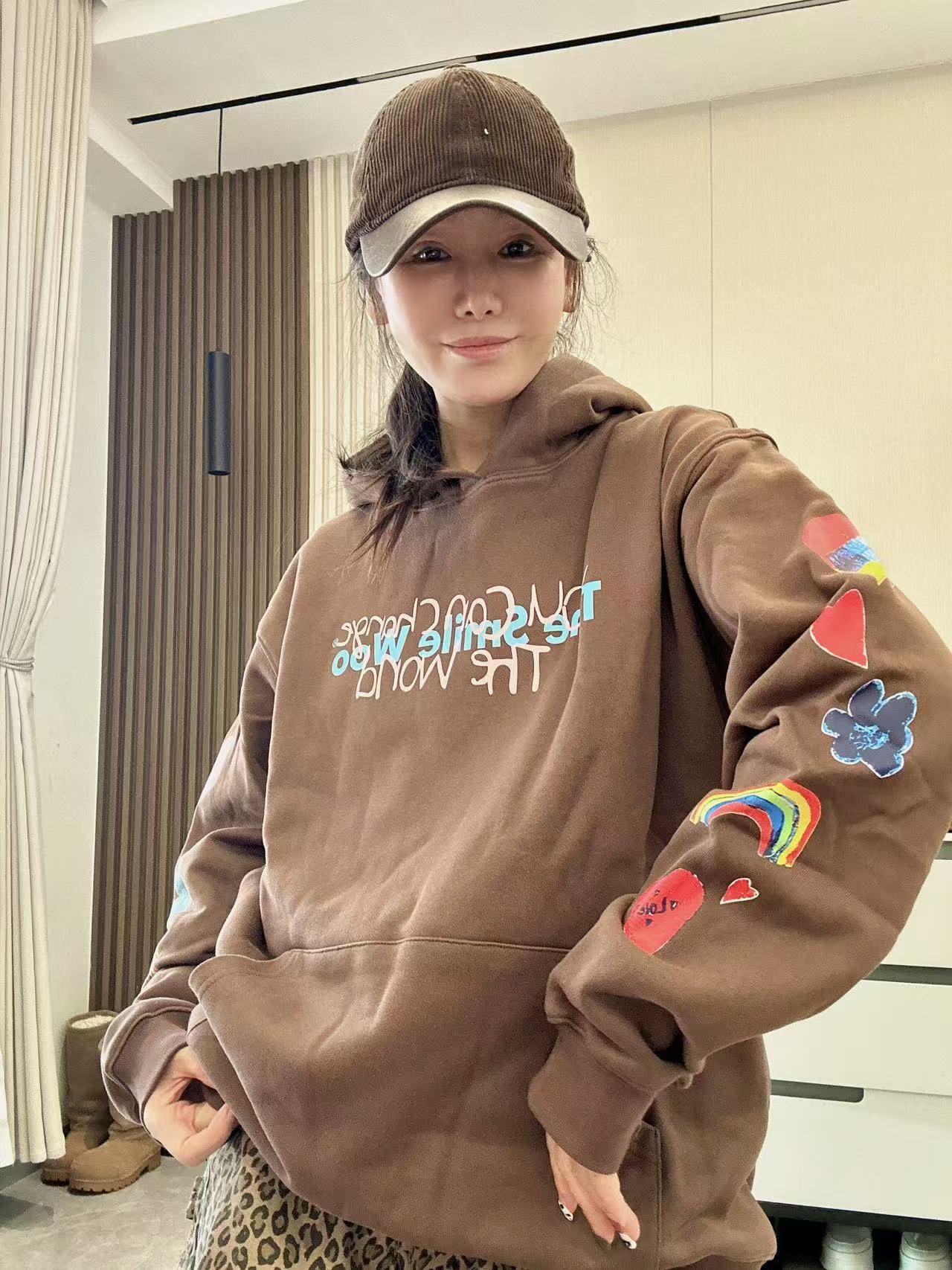 BUZH2024秋冬新款慵懒松弛感 摩卡味儿宽松美式连帽卫衣