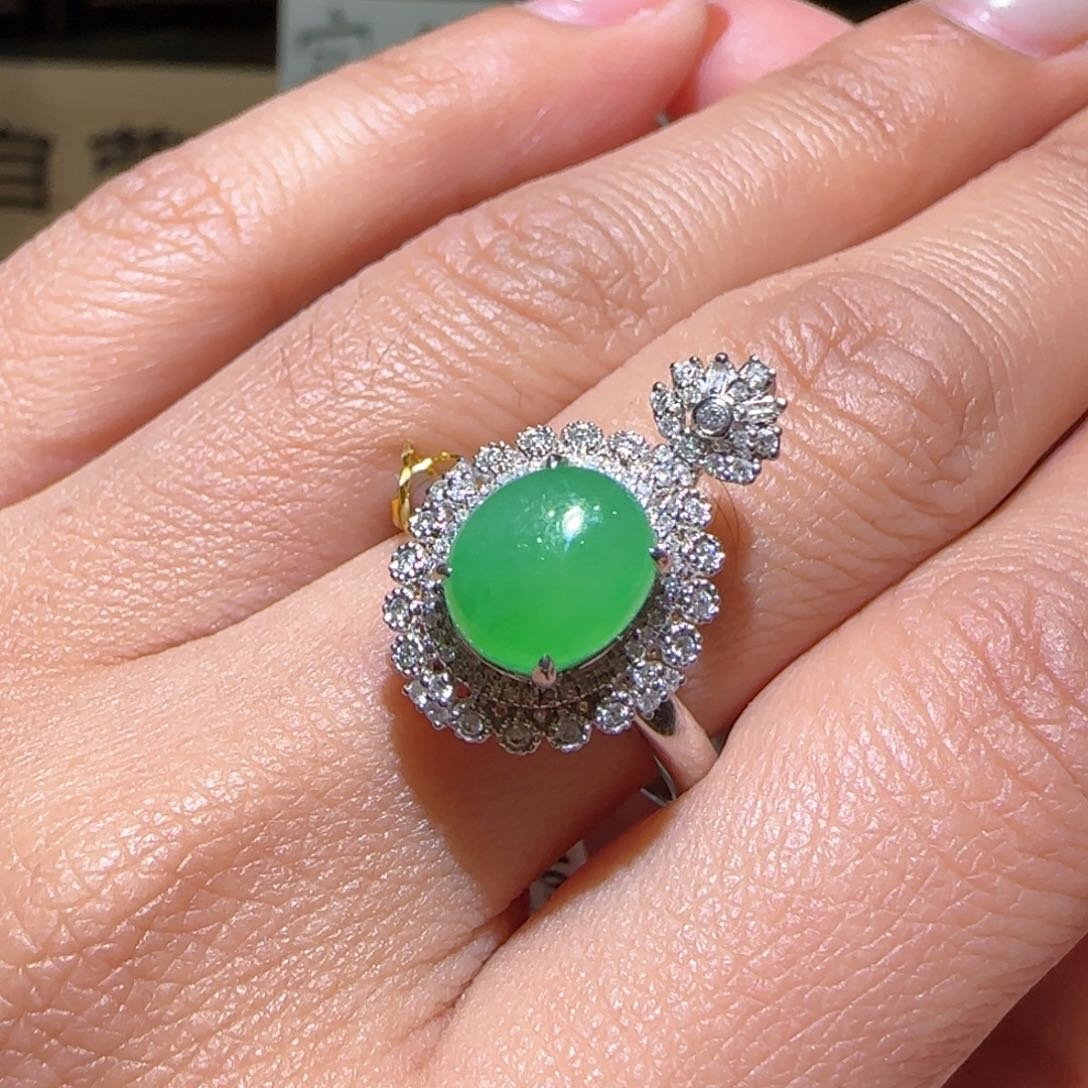 【闪购商品】翡翠戒指18K金镶嵌缅甸