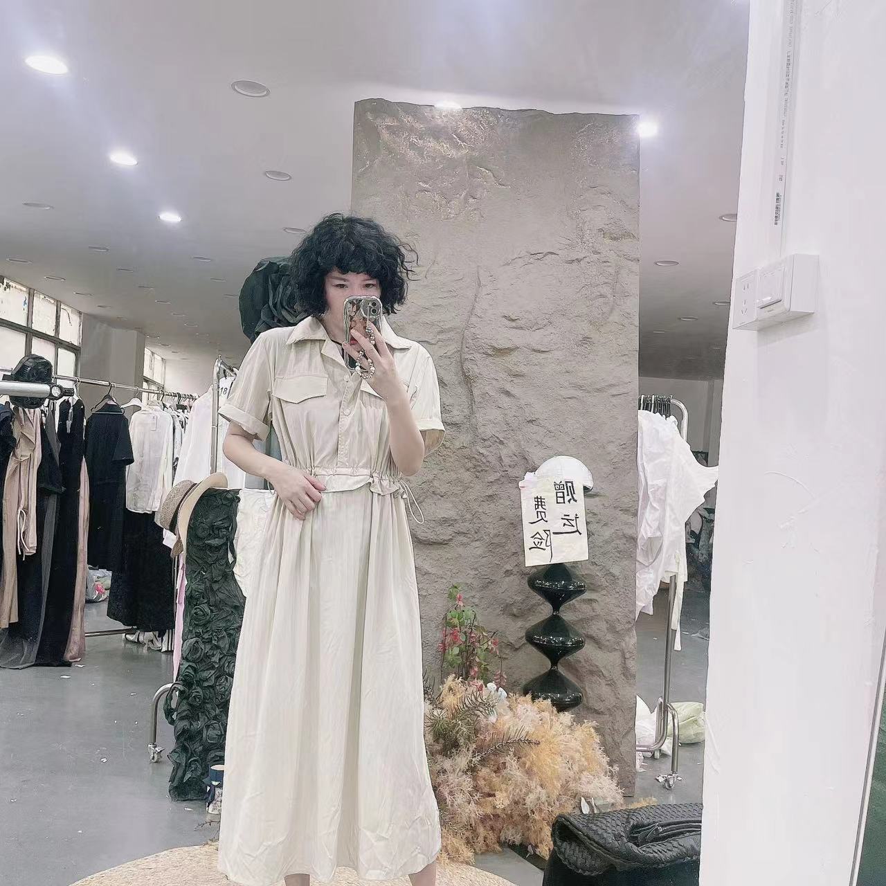 235 白色正肩polo工装连衣裙女显瘦休闲长裙