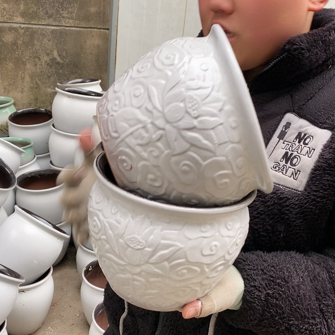 紫砂花盆瑕疵口20高16