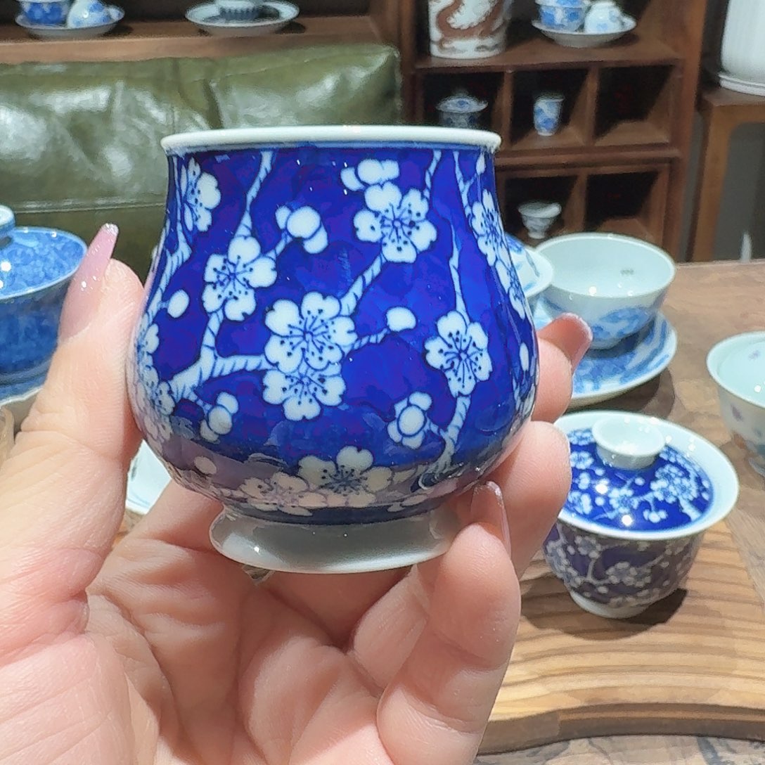 青花冰梅小炉式杯