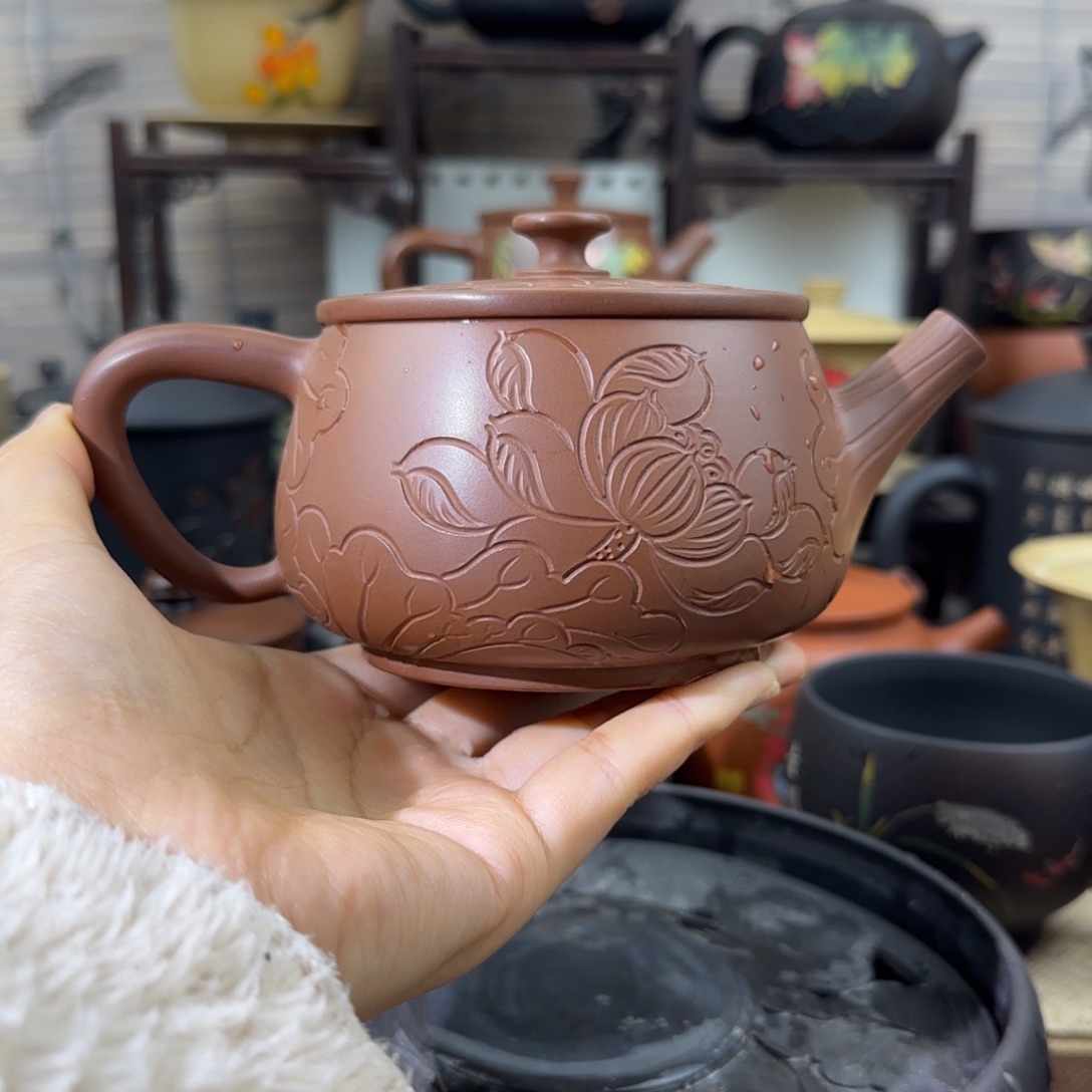 建水紫陶汉瓦壶全品全手工