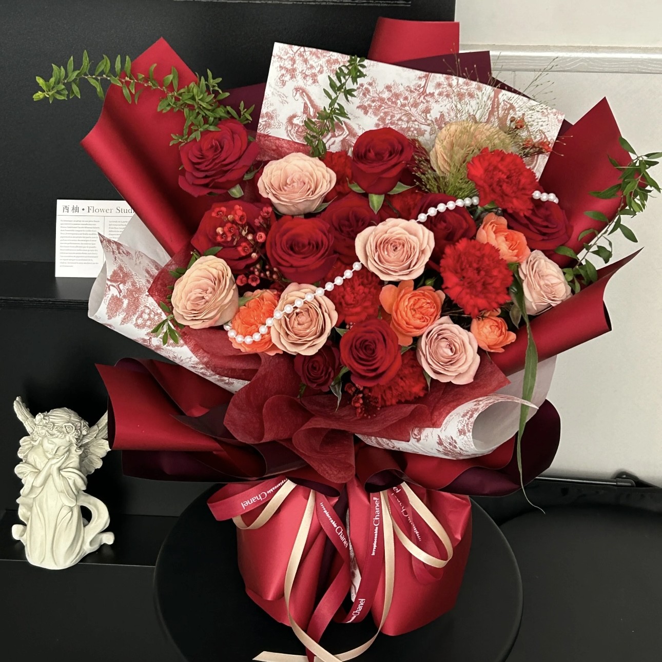 红色系混搭花束/适合乔迁/长辈生日/