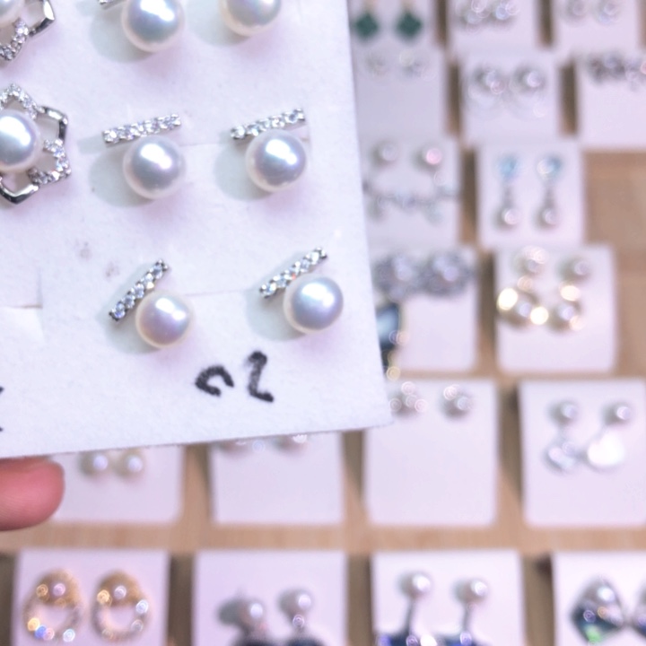 淡水珍珠耳饰银S925镶嵌