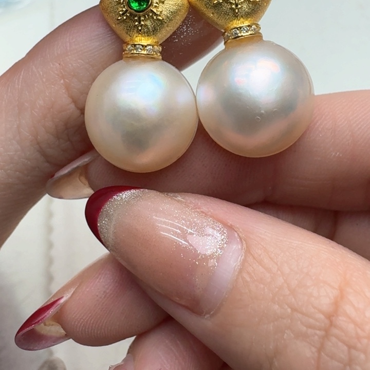 拼合珍珠（马贝珠）耳饰银S925镶嵌