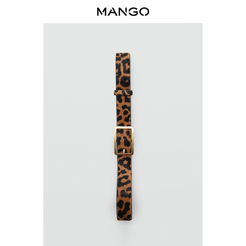 MANGO女装腰带2025秋装新款美式复古时髦小众豹纹印花细腰带