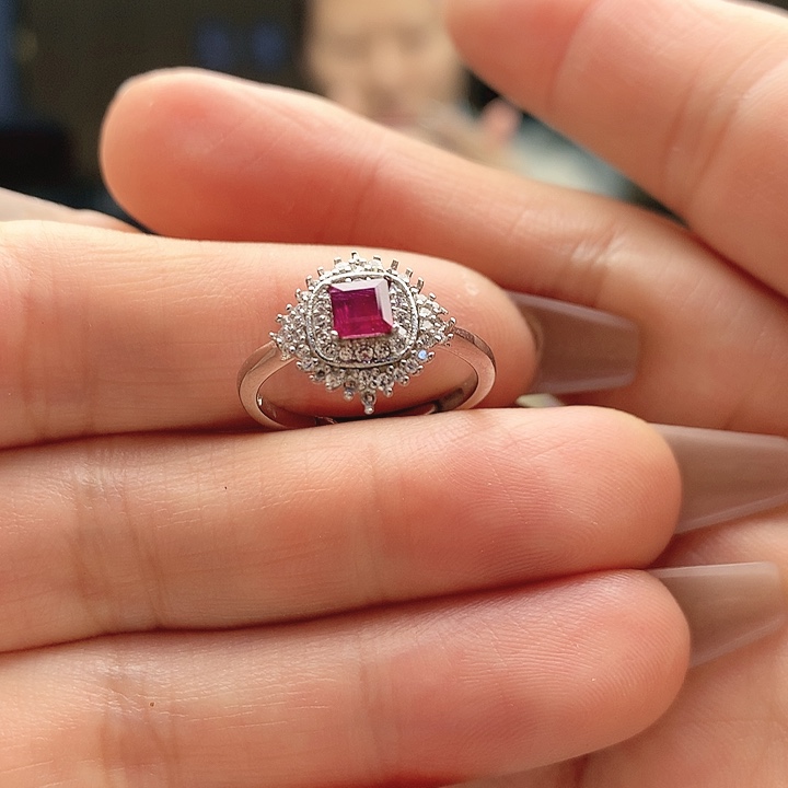红宝石戒指银S925镶嵌