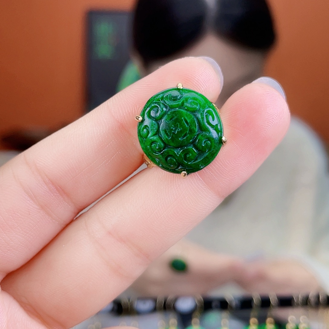 翡翠银S925镶嵌耳饰