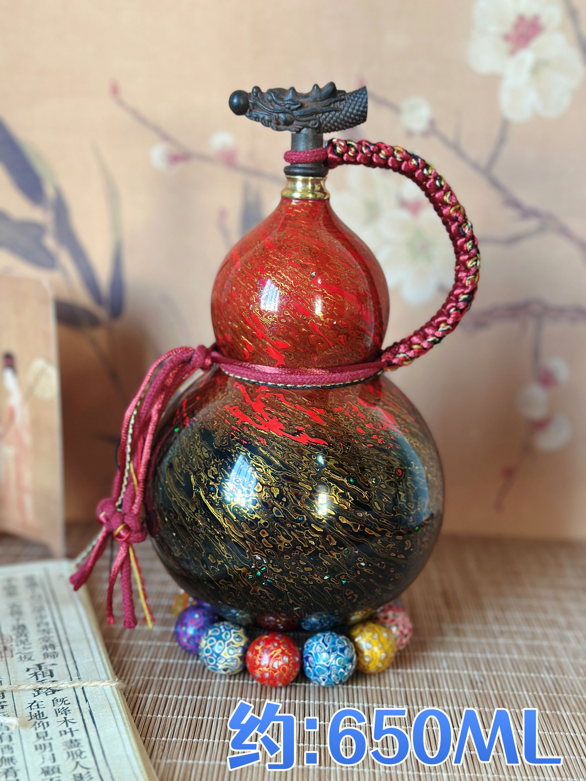 026非遗大漆工艺天然酒葫芦渐变黑红金可装饮品还能做文玩养剑葫