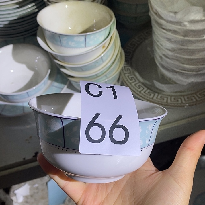 瓷十个平角饭碗蓝色c166