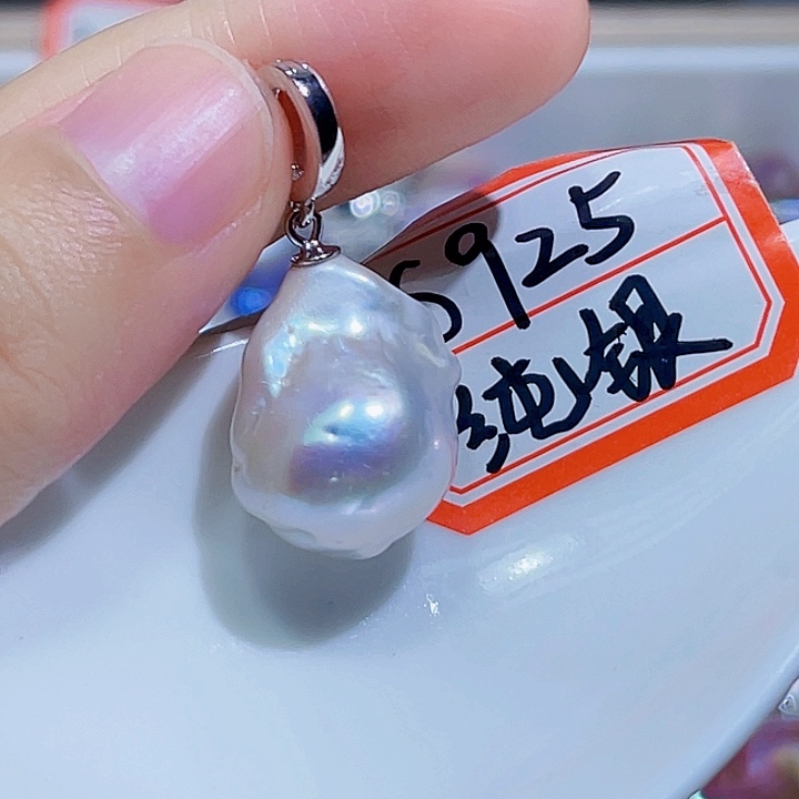 淡水珍珠银S925镶嵌颈饰