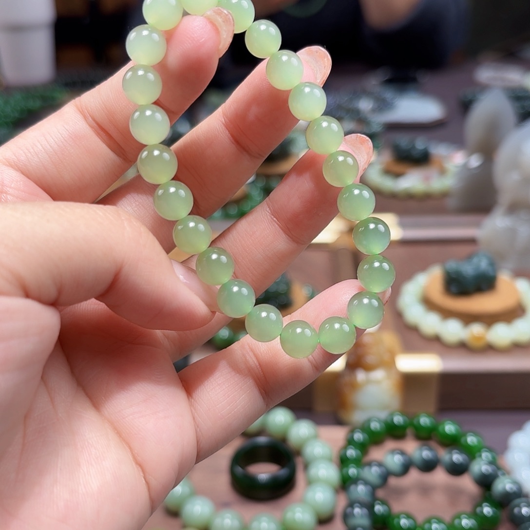 和田玉未镶嵌手链特细8 