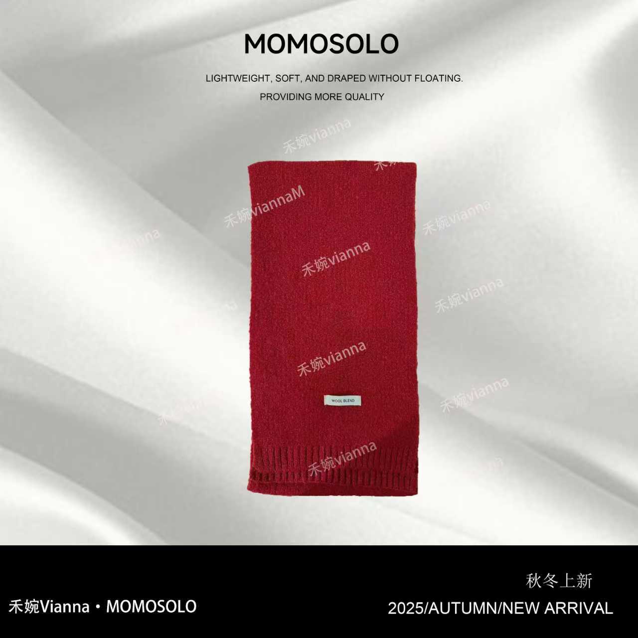 针织百搭红色围巾260115