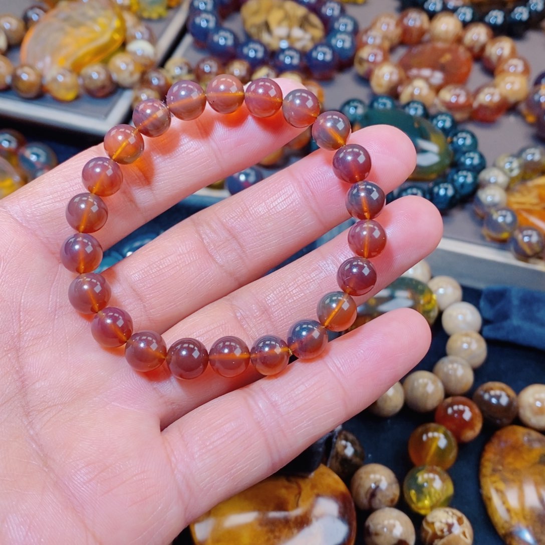 未镶嵌琥珀手链玩*