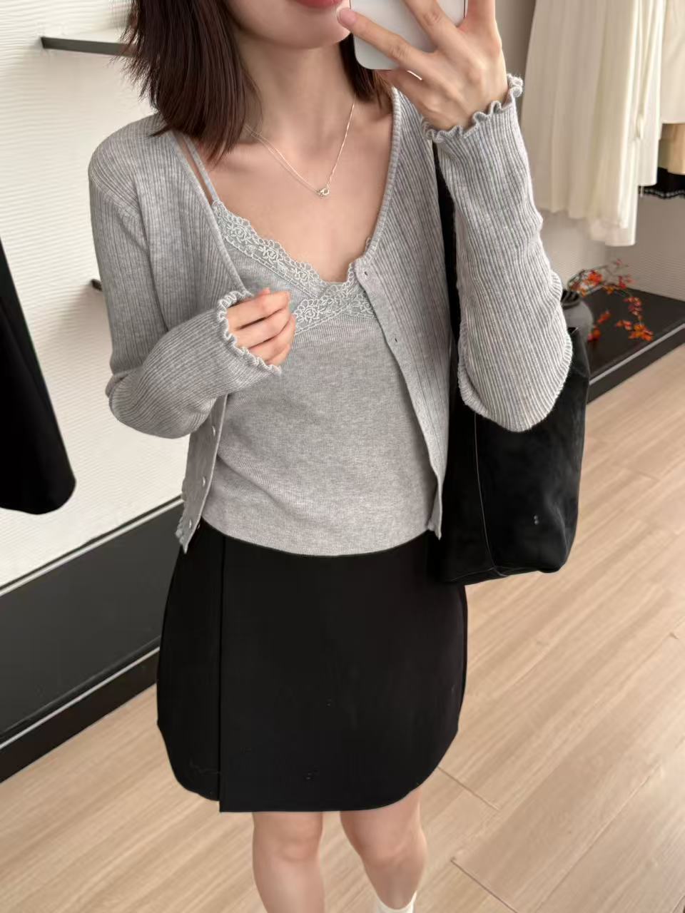 【阿凯自制】8420  蕾丝花边吊带针织上衣加开衫上衣