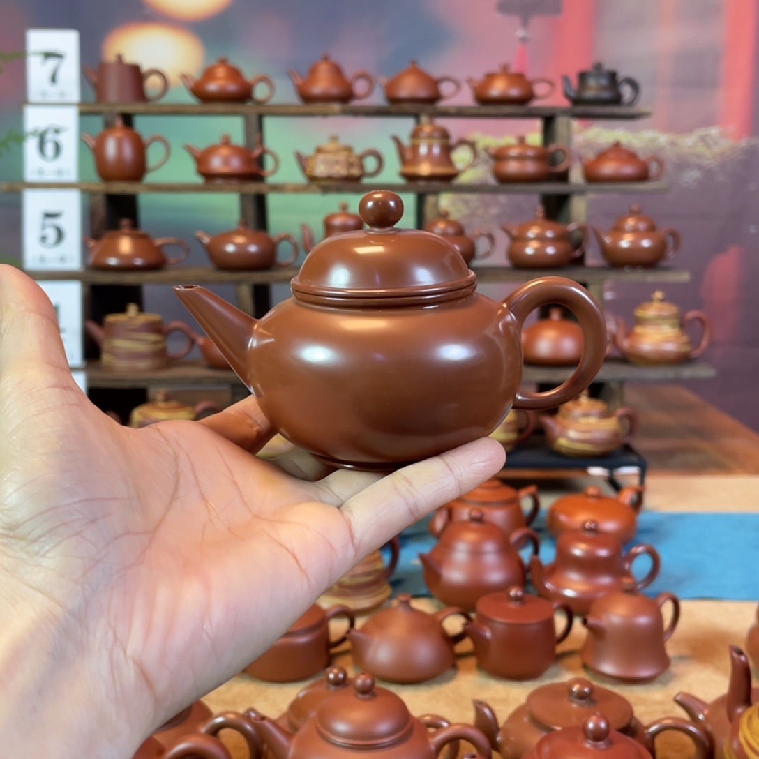 茶壶紫砂人***～潮州手工手拉朱泥水磨水平壶