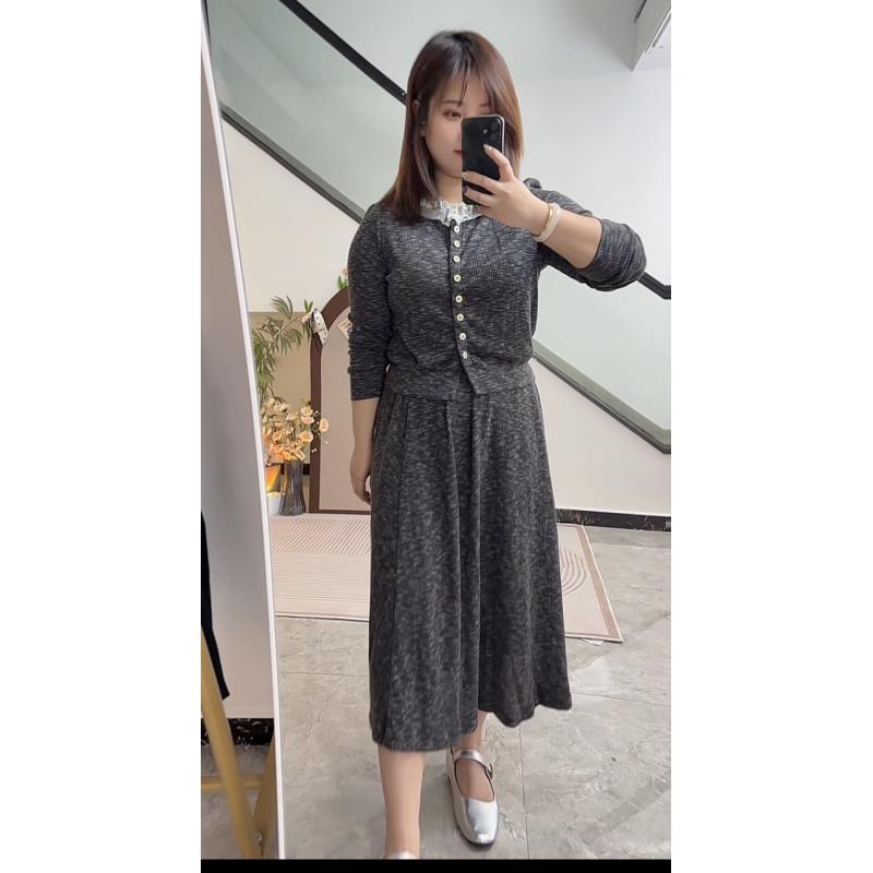 大娟24188春季新款时尚气质显瘦修身长袖套装裙两件套女