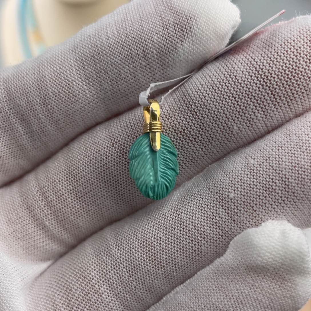 绿松石手链未镶嵌羽毛吊坠