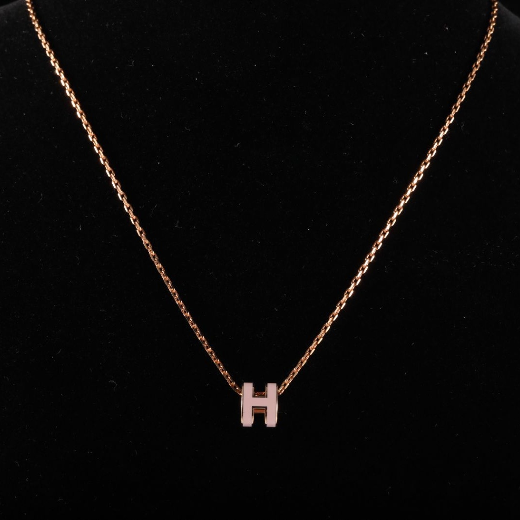 99新 Hermes/爱马仕 【黑黑】Pop H 项链 Mini 合金 项链