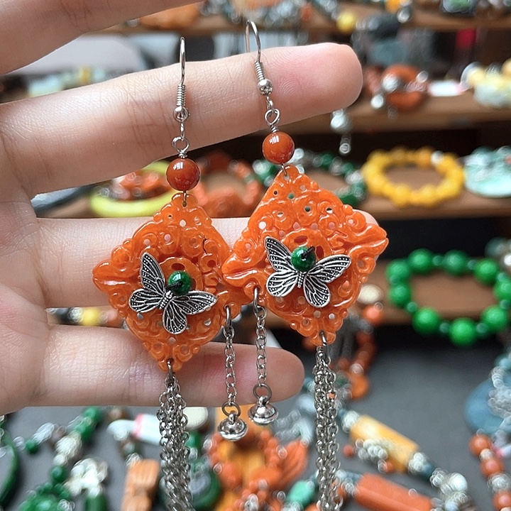 翡翠未镶嵌耳饰饰品