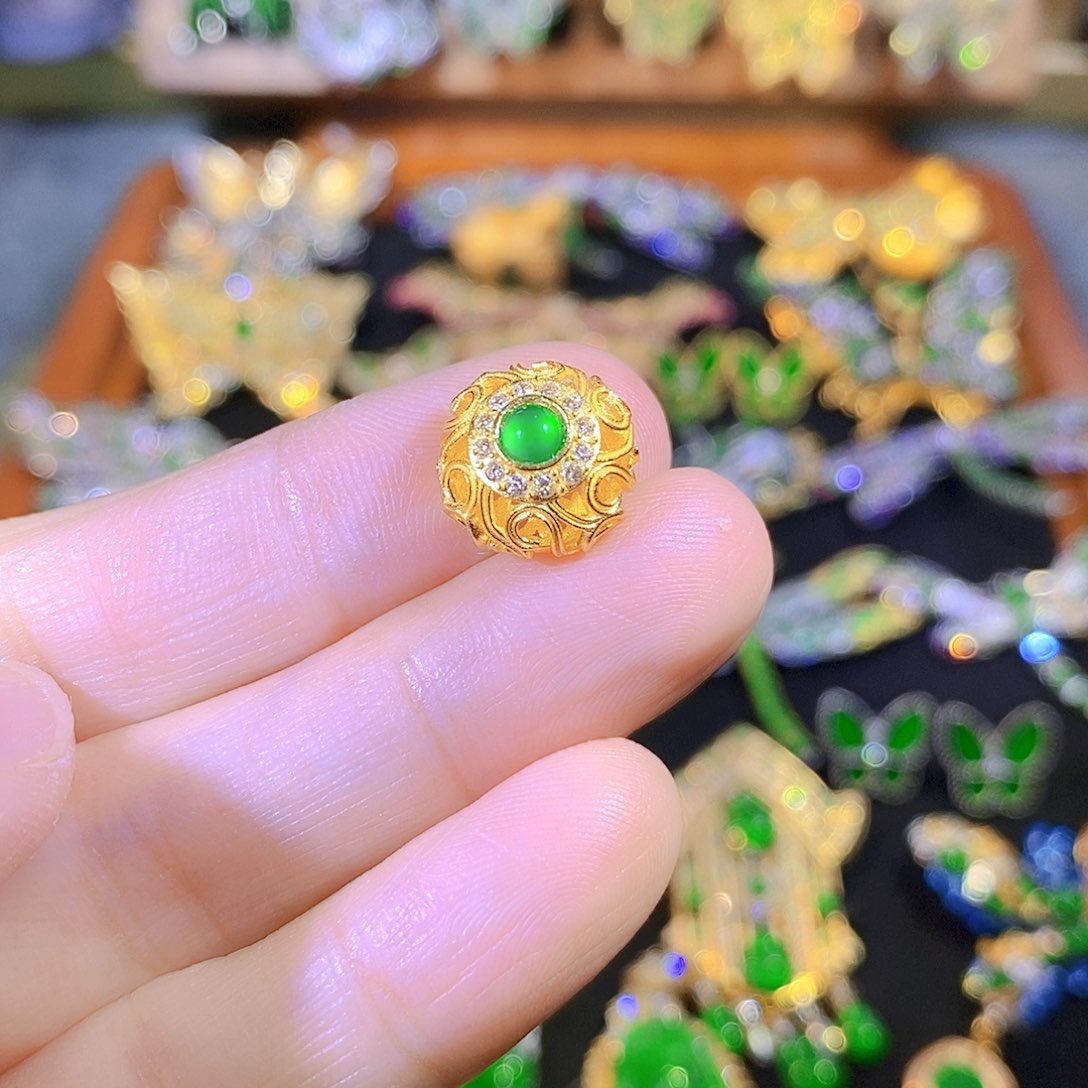 吊坠(不含链)银S925镶嵌翡翠