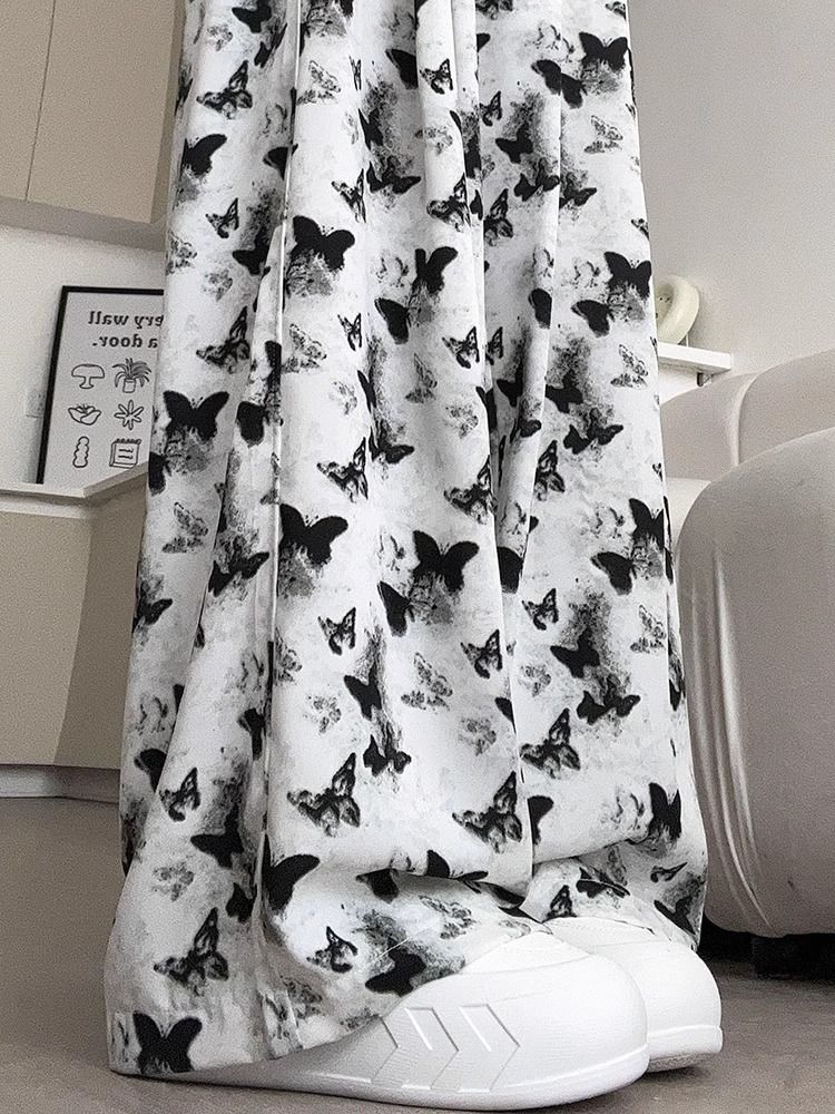 新中式阔腿裤裤子女夏季薄款高腰衣服慵懒蝴蝶休闲裤
