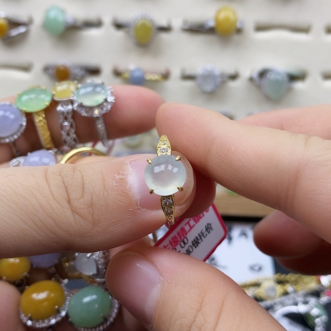 翡翠银S925镶嵌戒指