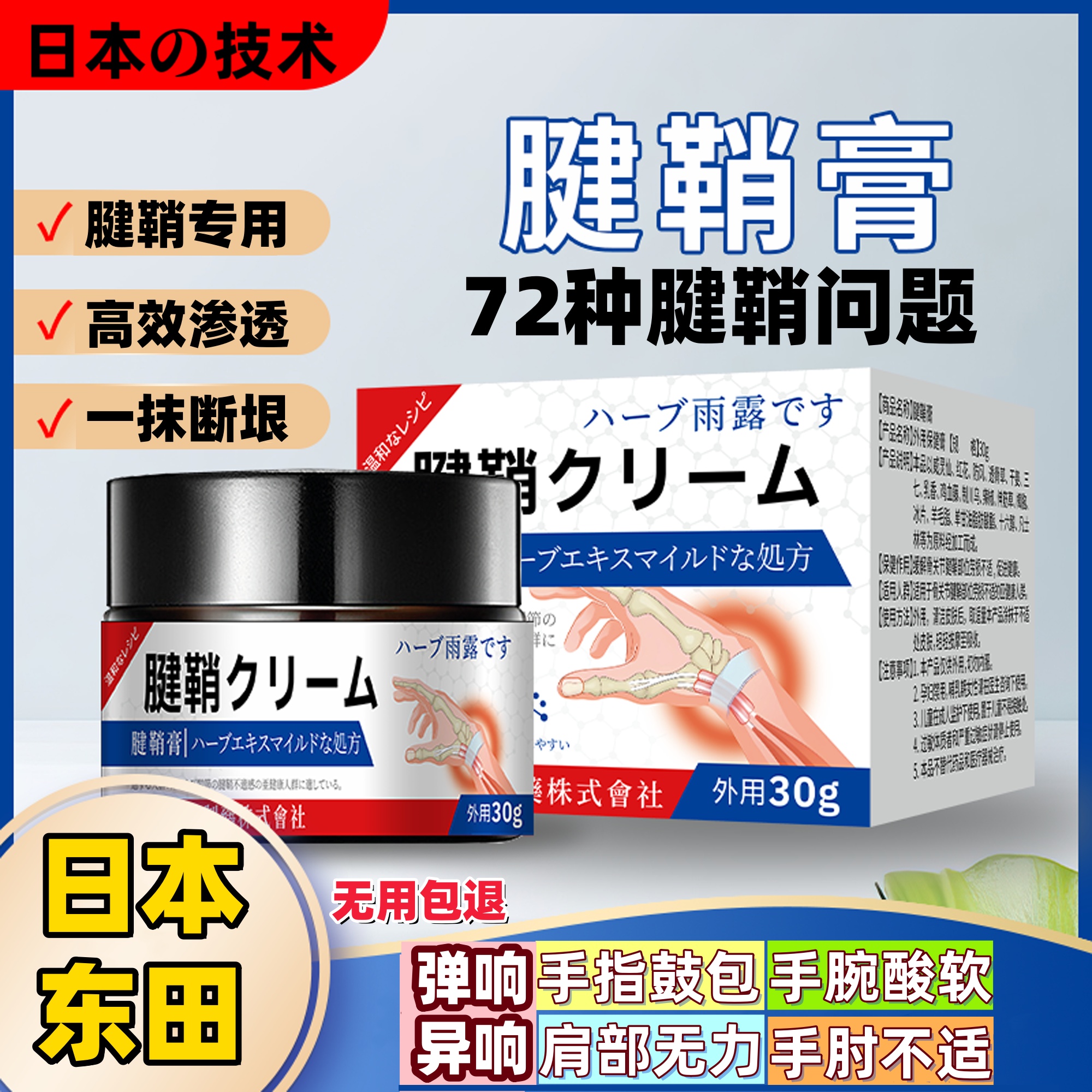 腱鞘膏健鞘痛囊中拇指关节不适健翘手腕肿护理手指鼓包舒筋按摩膏