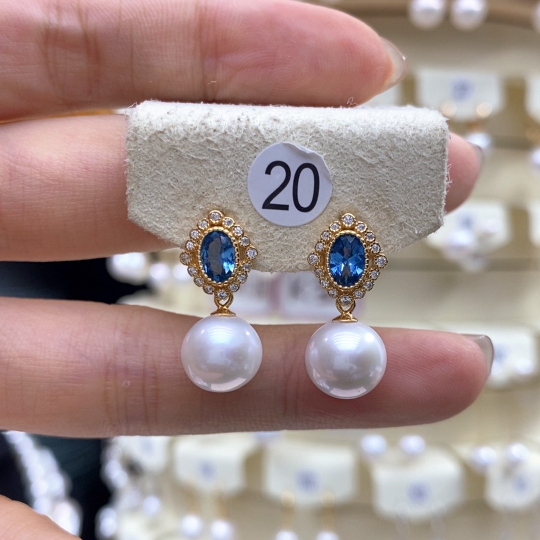 银S925镶嵌淡水珍珠耳饰