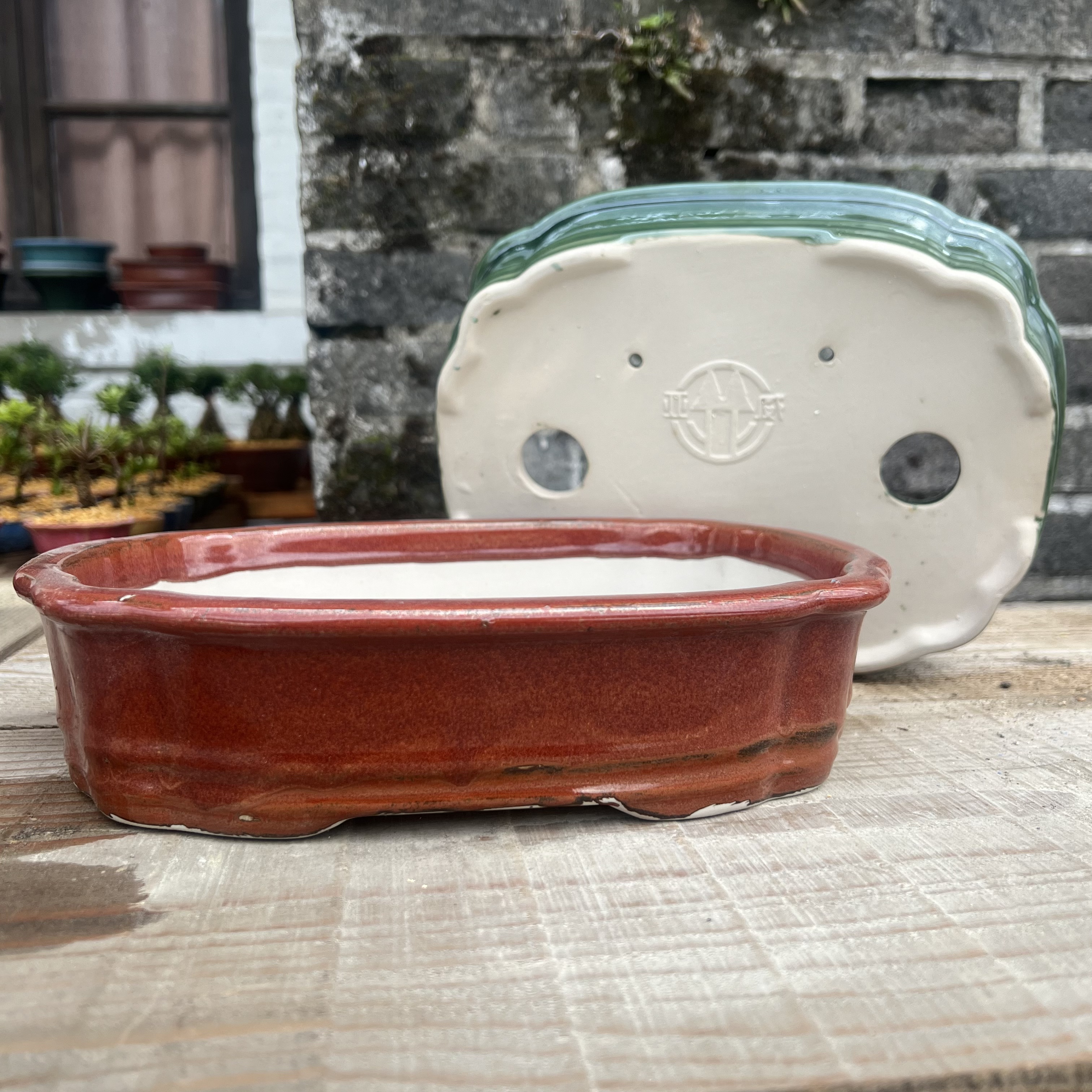 20号-文人矮霸釉盆 外径26.5*21*6 高温窑变盆景花盆