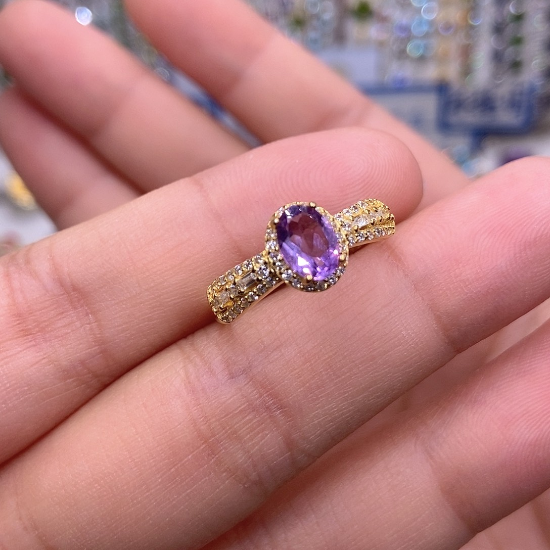 紫晶戒指银S925镶嵌