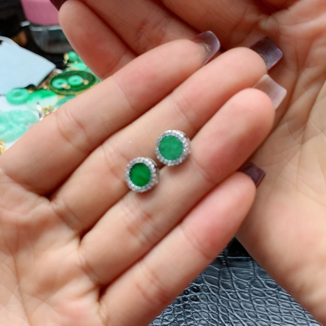 【闪购商品】翡翠耳饰银S925镶嵌，