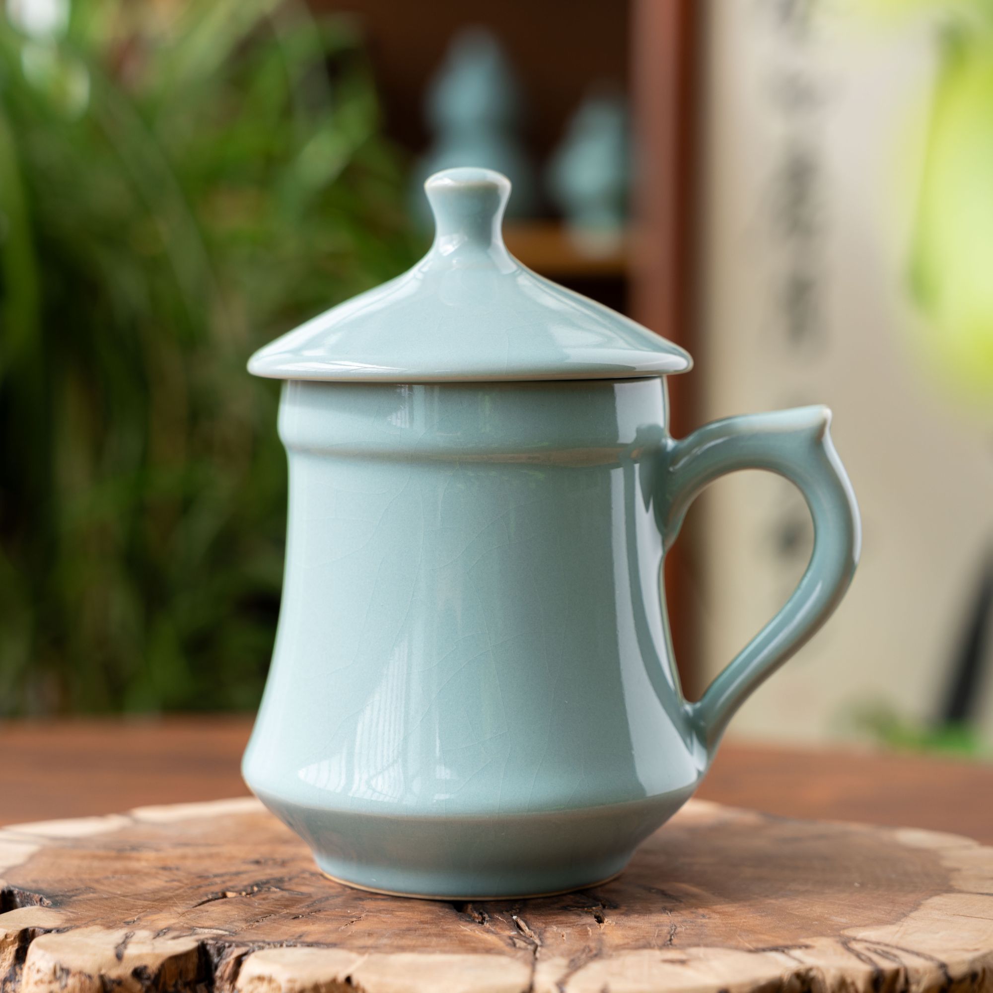 玉松原矿当代汝窑小号宋风办公杯冰裂纹开片可养茶杯